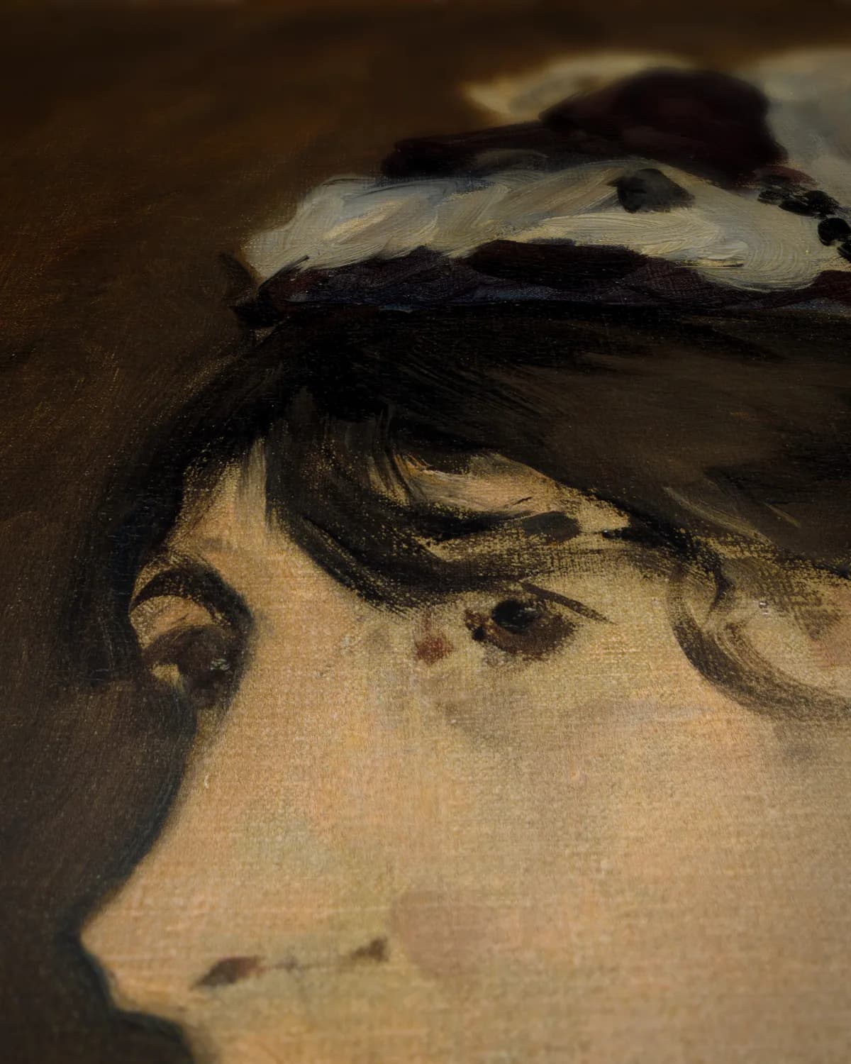 Berthe Morisot met een mof op geweven fluweel, uitsnede 3 van 3