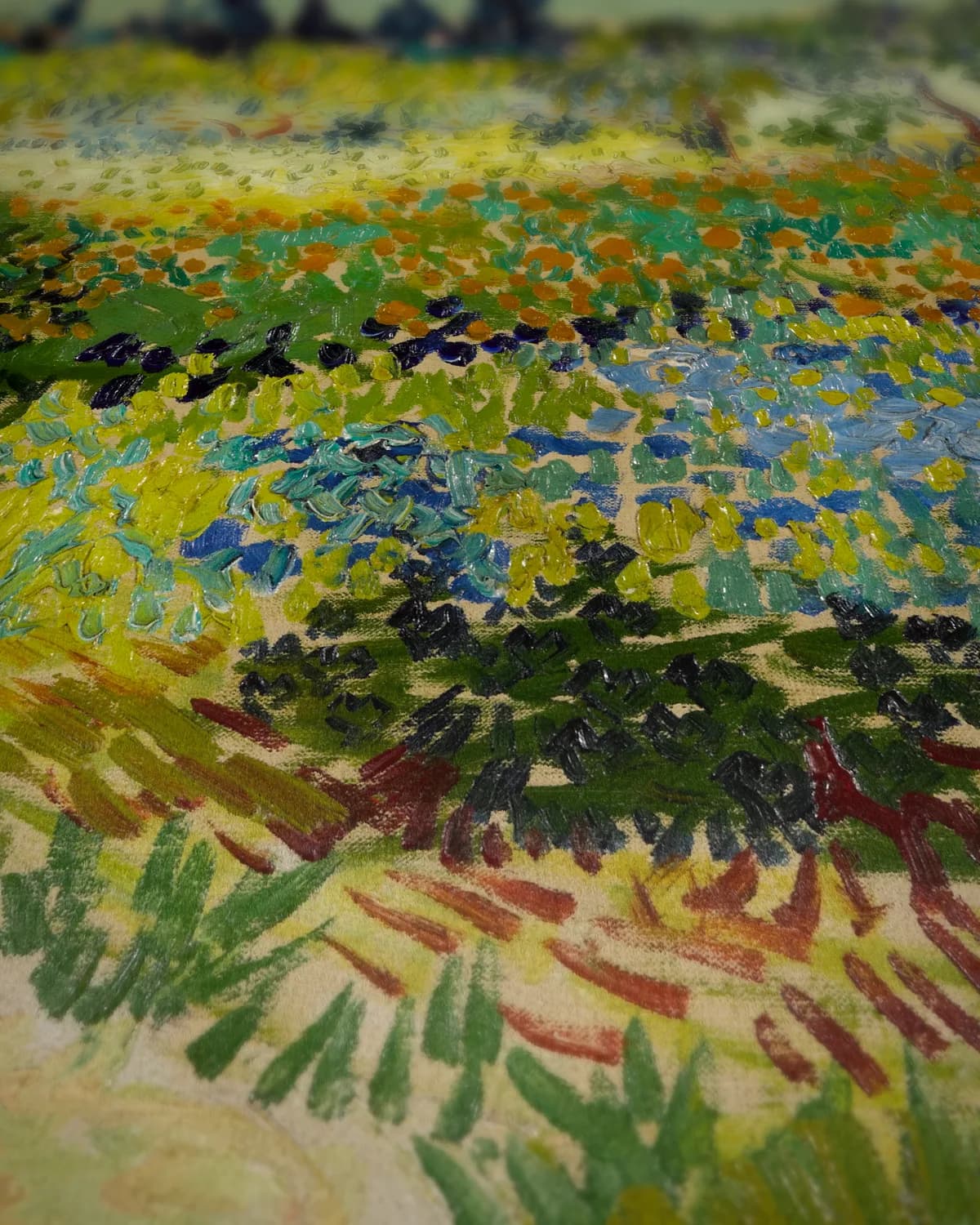 Bloeiende tuin te Arles op geweven fluweel, uitsnede 3 van 3