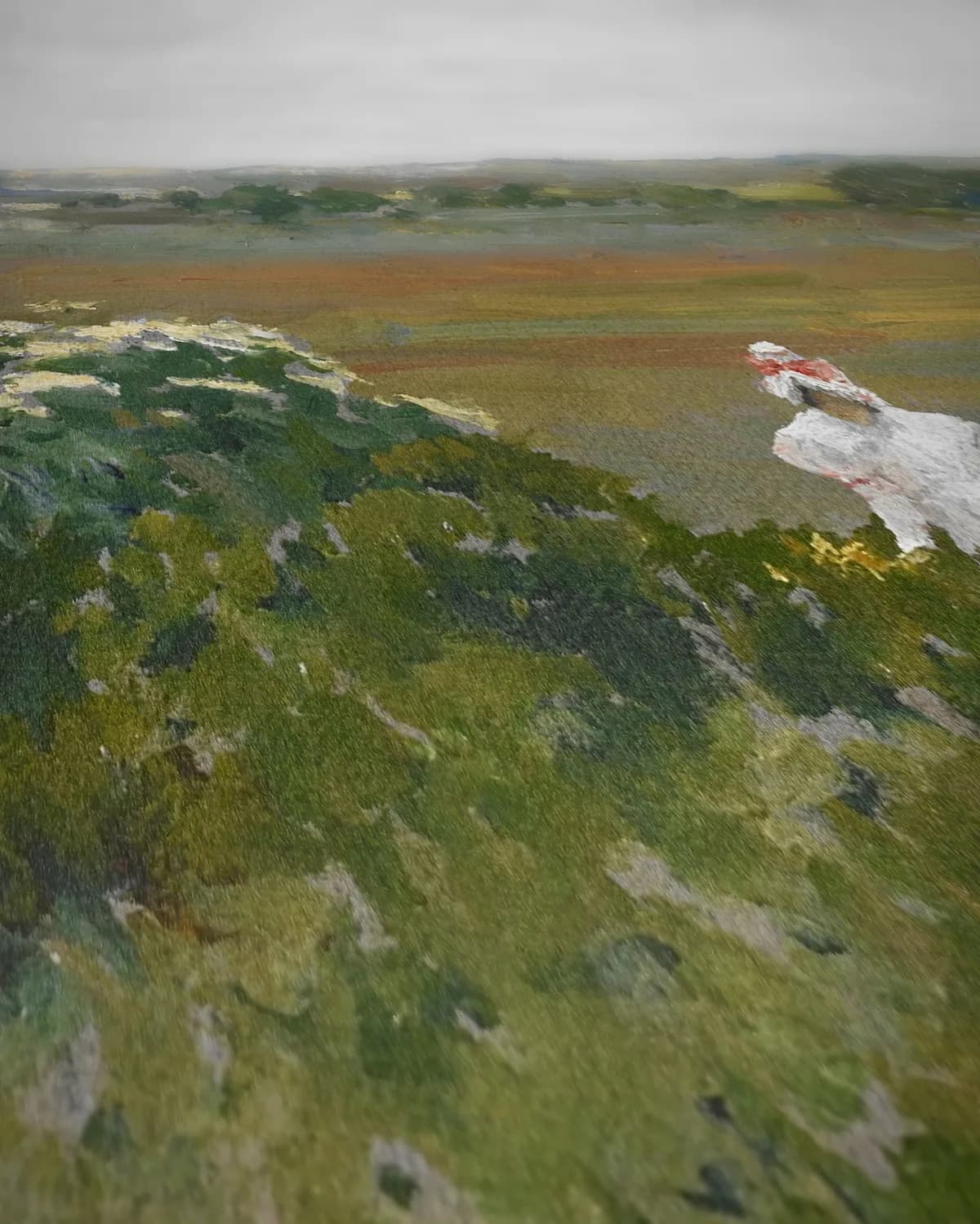 Bloemen aan zee op geweven fluweel, uitsnede 2 van 3