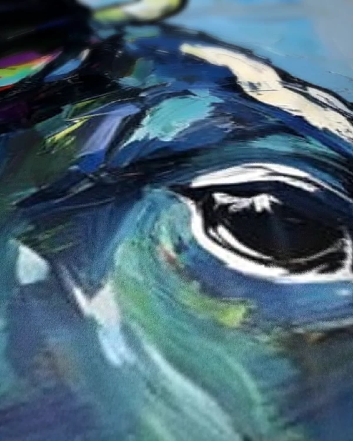 Blauwe koe op geweven fluweel, uitsnede 3 van 3