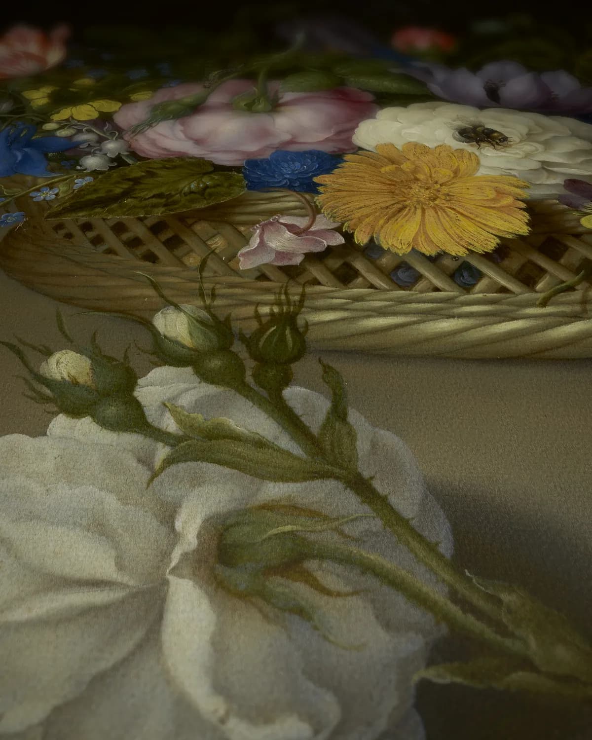 Boeket bloemen op geweven fluweel, uitsnede 3 van 3