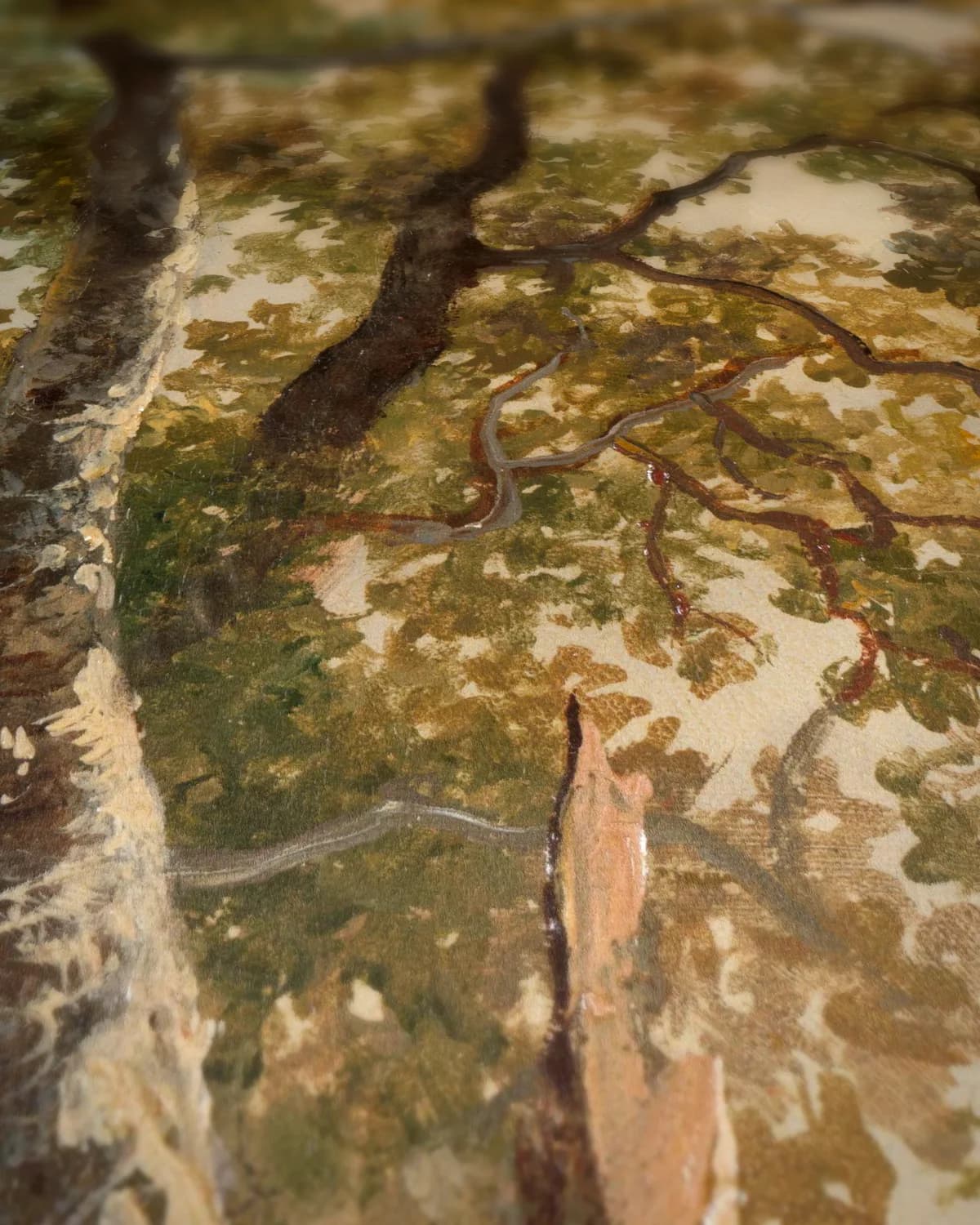 Bosgezicht bij Wolfheze op geweven fluweel, uitsnede 3 van 3