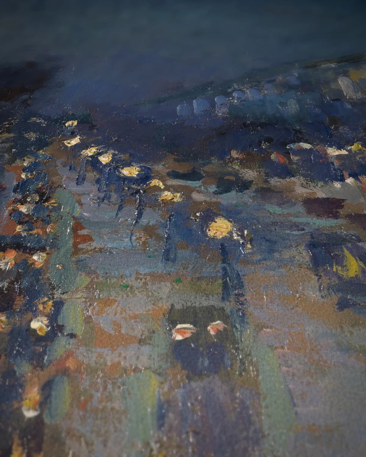 Boulevard Montmartre bij nacht op geweven fluweel, uitsnede 3 van 3