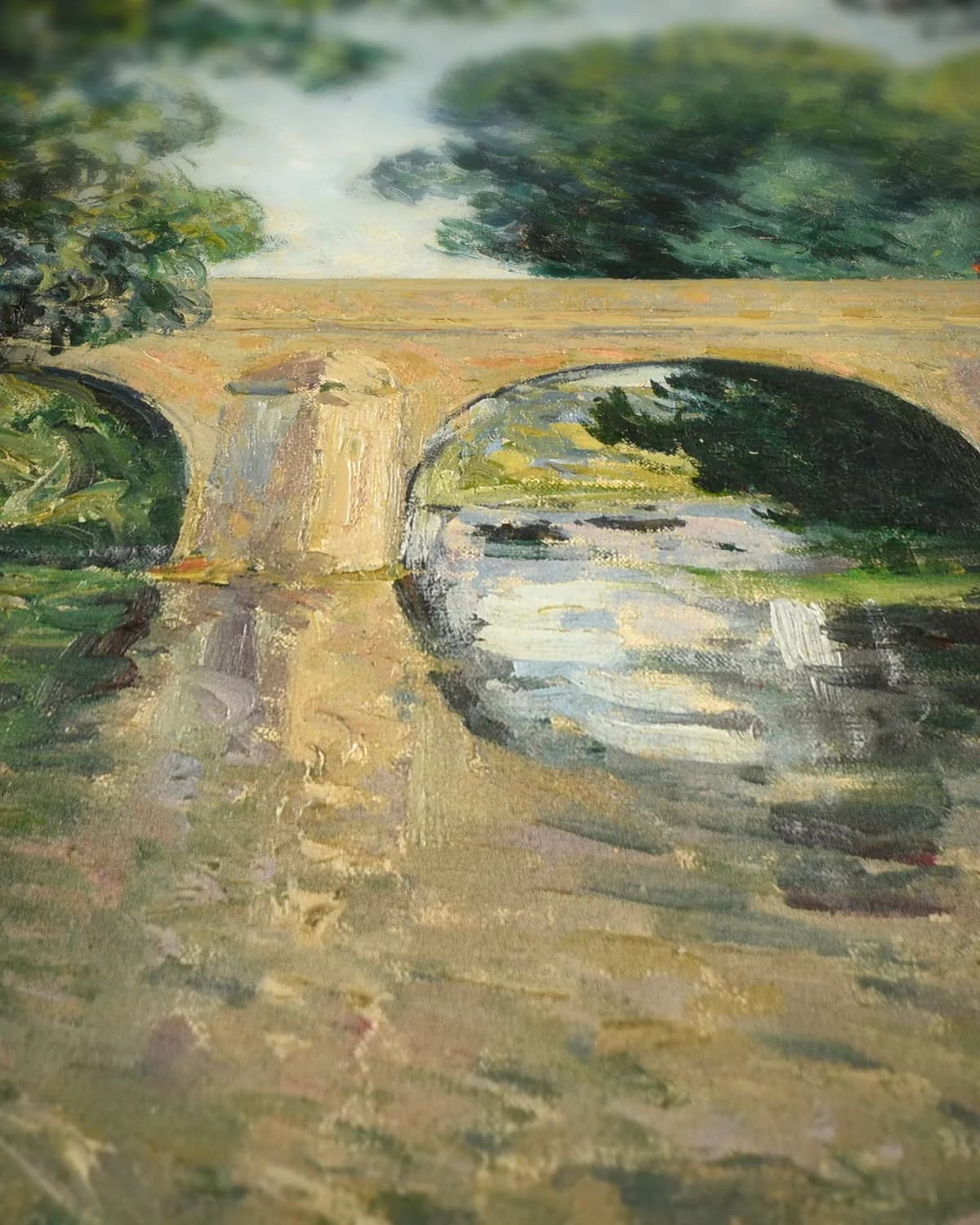 Brug over de rivier op geweven fluweel, uitsnede 3 van 3