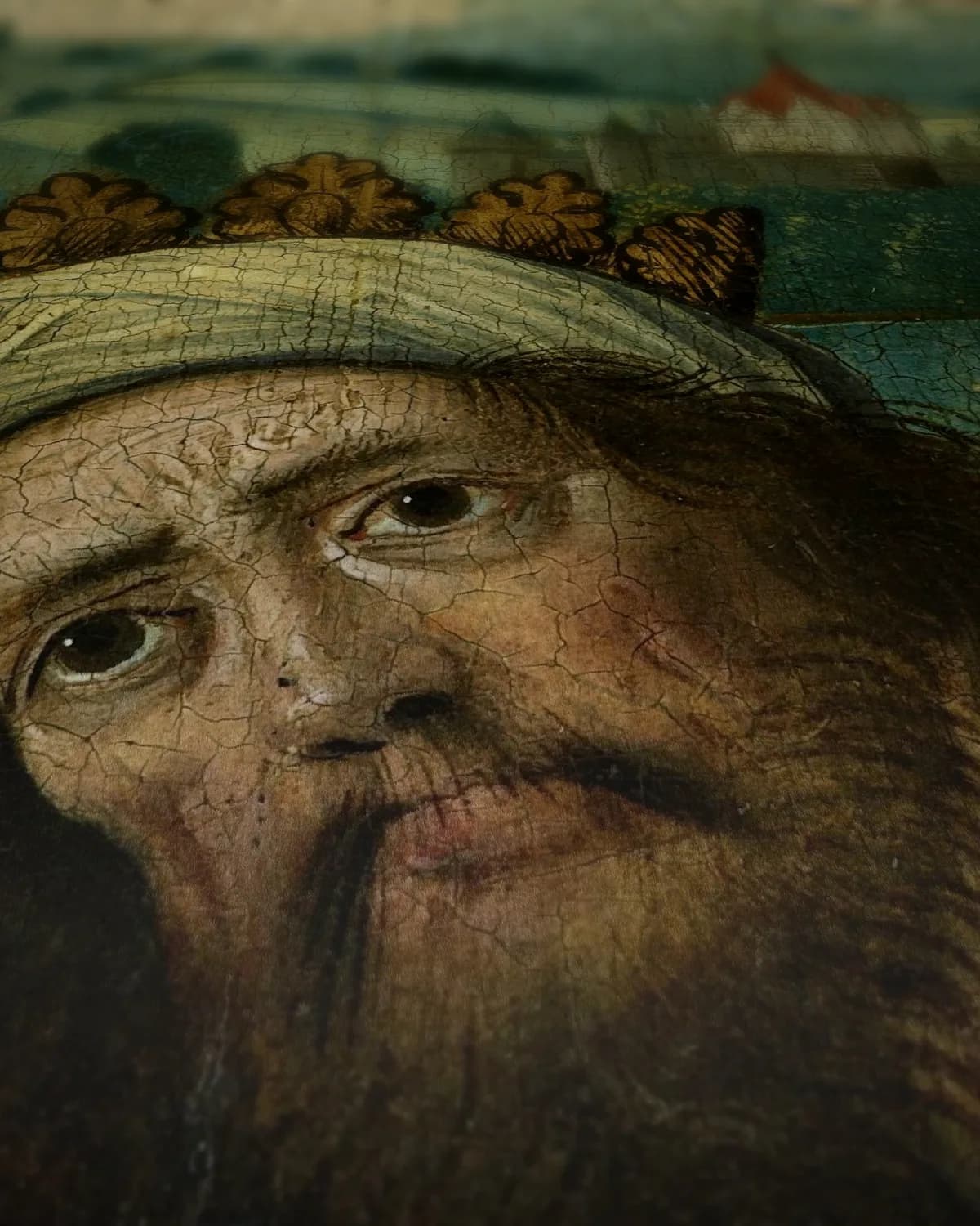 Caspar of Melchior, een van de Drie Koningen op geweven fluweel, uitsnede 3 van 3