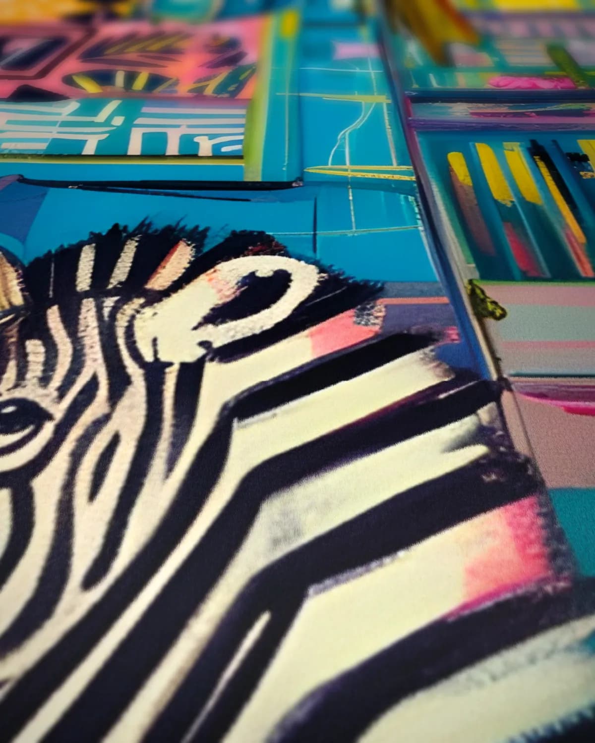 Chique Zebra in Bad op geweven fluweel, uitsnede 3 van 3