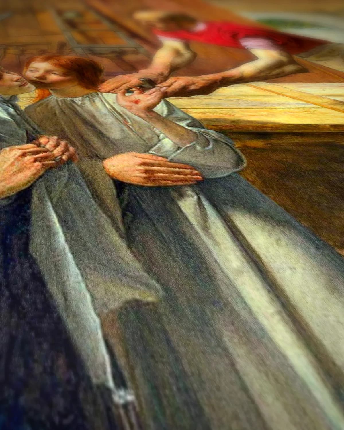 Christ in the House of His Parents op geweven fluweel, uitsnede 2 van 3