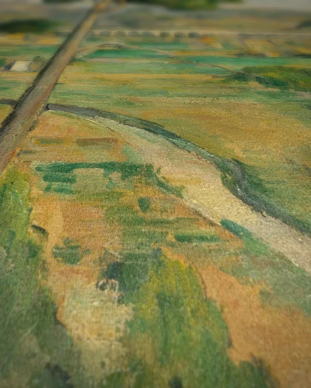 De berg Sainte-Victoire en het viaduct van de Arc-vallei op geweven fluweel, uitsnede 1 van 3