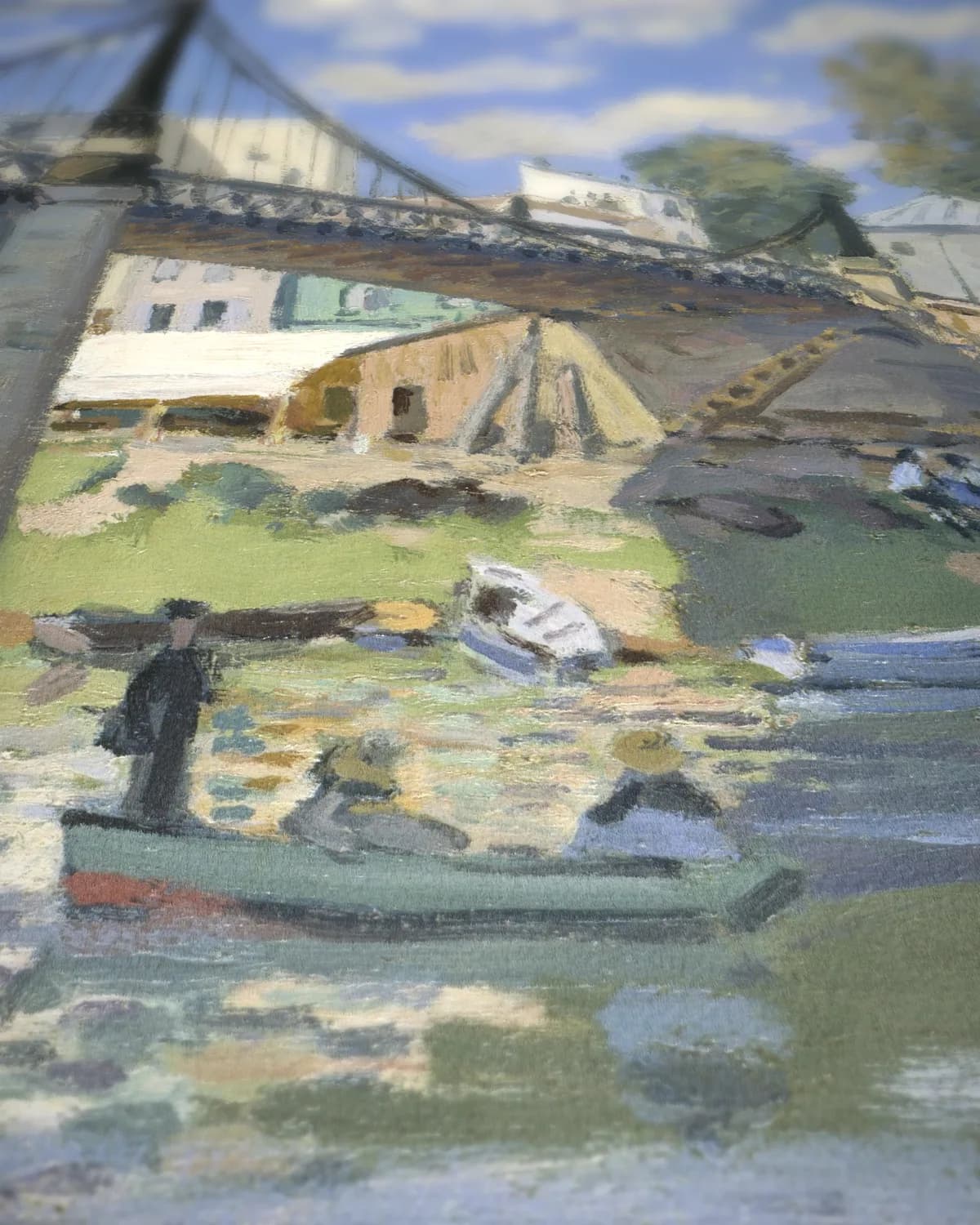 De brug bij Villeneuve-la-Garenne op geweven fluweel, uitsnede 3 van 3