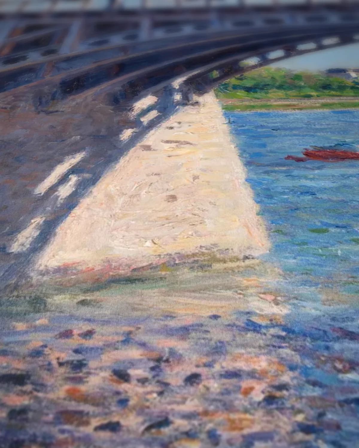 De brug van Argenteuil en de Seine op geweven fluweel, uitsnede 3 van 3