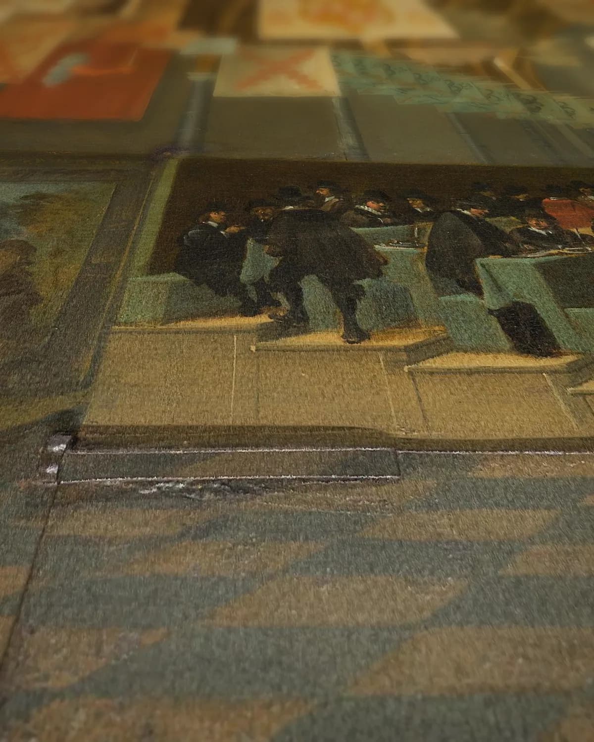 De Grote Zaal op het Binnenhof, Den Haag, tijdens de Grote Vergadering op geweven fluweel, uitsnede 1 van 3