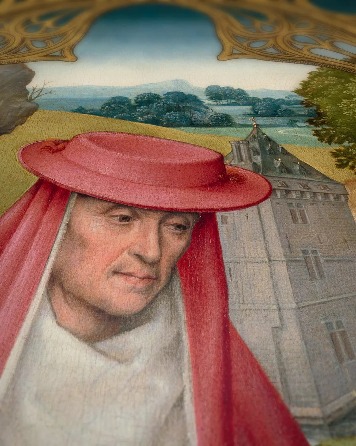 De heilige Hieronymus en de heilige Catharina op geweven fluweel, uitsnede 3 van 3