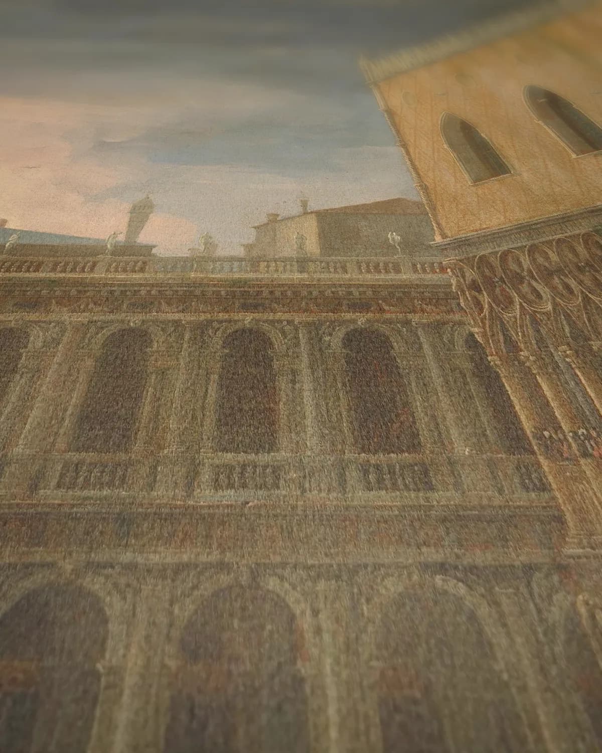 De intocht van de Franse ambassadeur in Venetië in 1706 op geweven fluweel, uitsnede 1 van 3