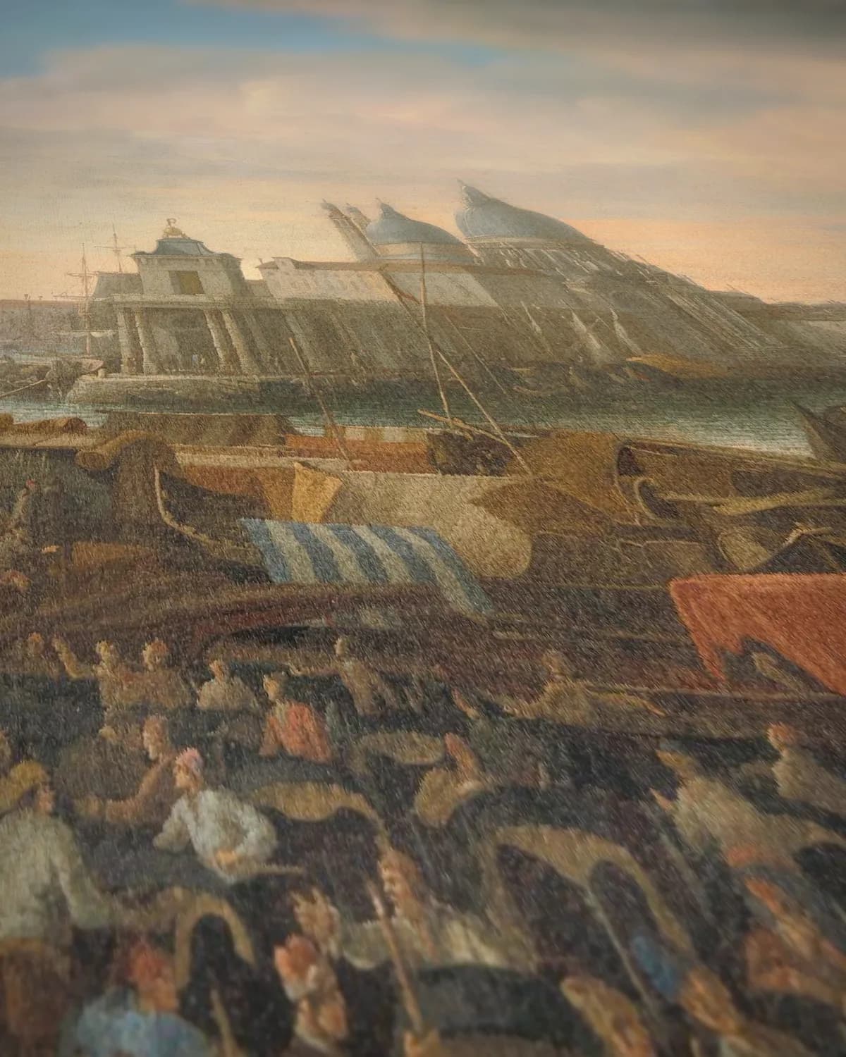 De intocht van de Franse ambassadeur in Venetië in 1706 op geweven fluweel, uitsnede 2 van 3
