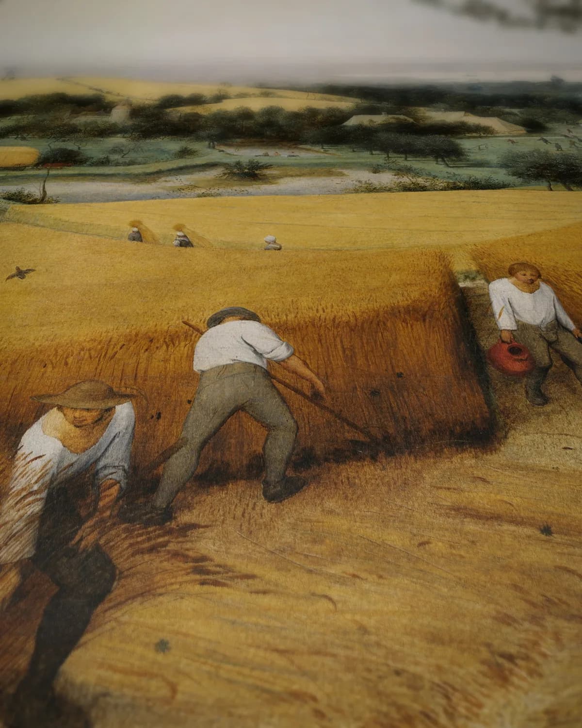 De korenoogst (1565) op geweven fluweel, uitsnede 3 van 3
