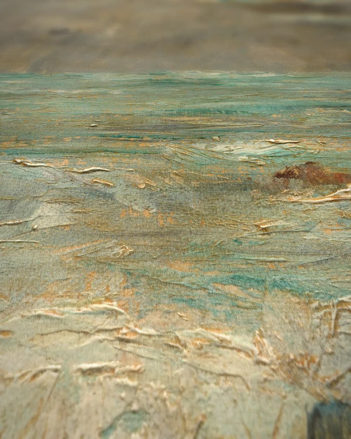 De kust bij Trouville op geweven fluweel, uitsnede 1 van 3