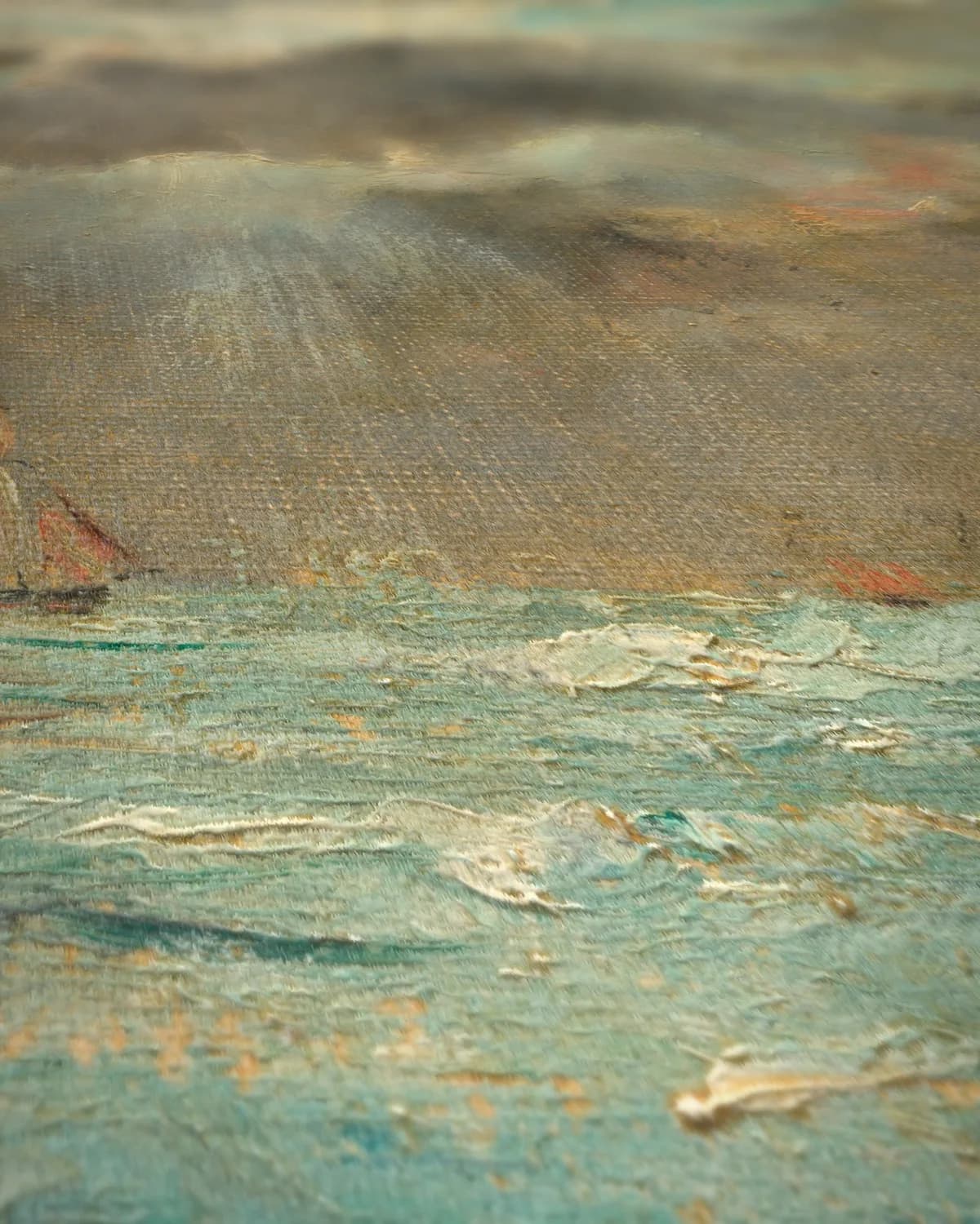 De kust bij Trouville op geweven fluweel, uitsnede 2 van 3