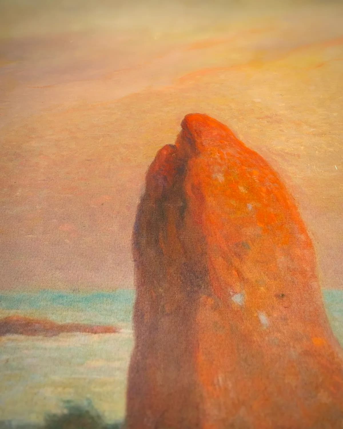 De menhir bij zonsondergang op geweven fluweel, uitsnede 3 van 3