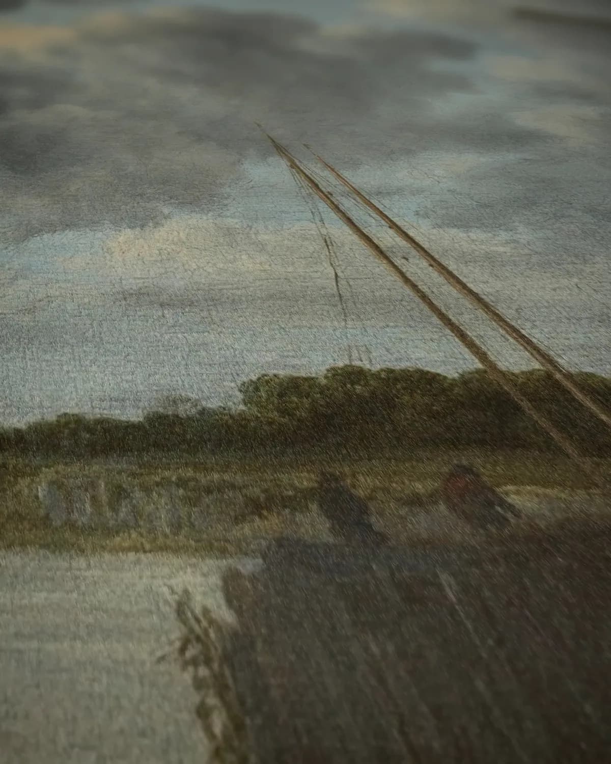 De molen bij Wijk bij Duurstede op geweven fluweel, uitsnede 2 van 3