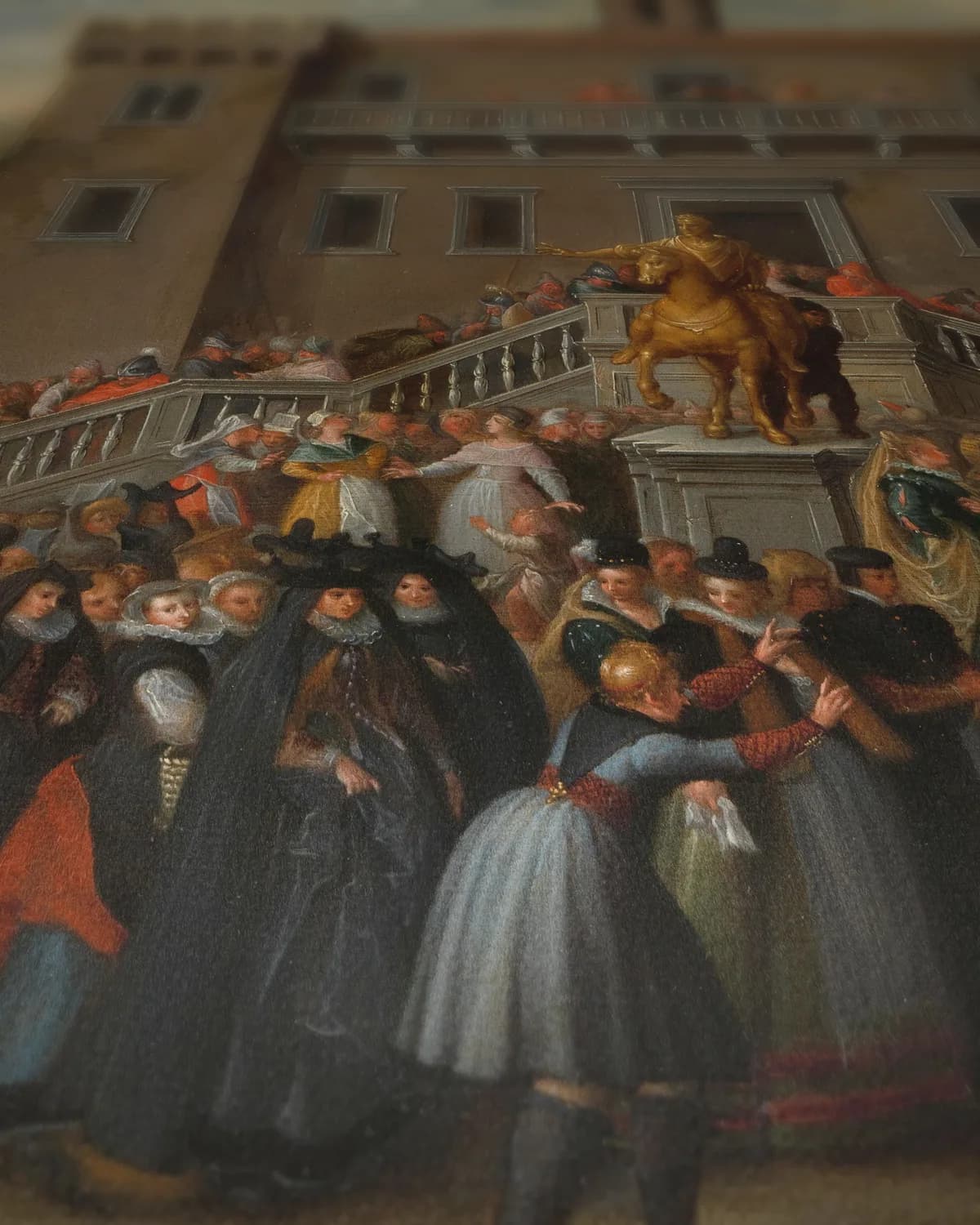 De opstand van de vrouwen van Rome op het Capitool vanwege Papirius op geweven fluweel, uitsnede 3 van 3