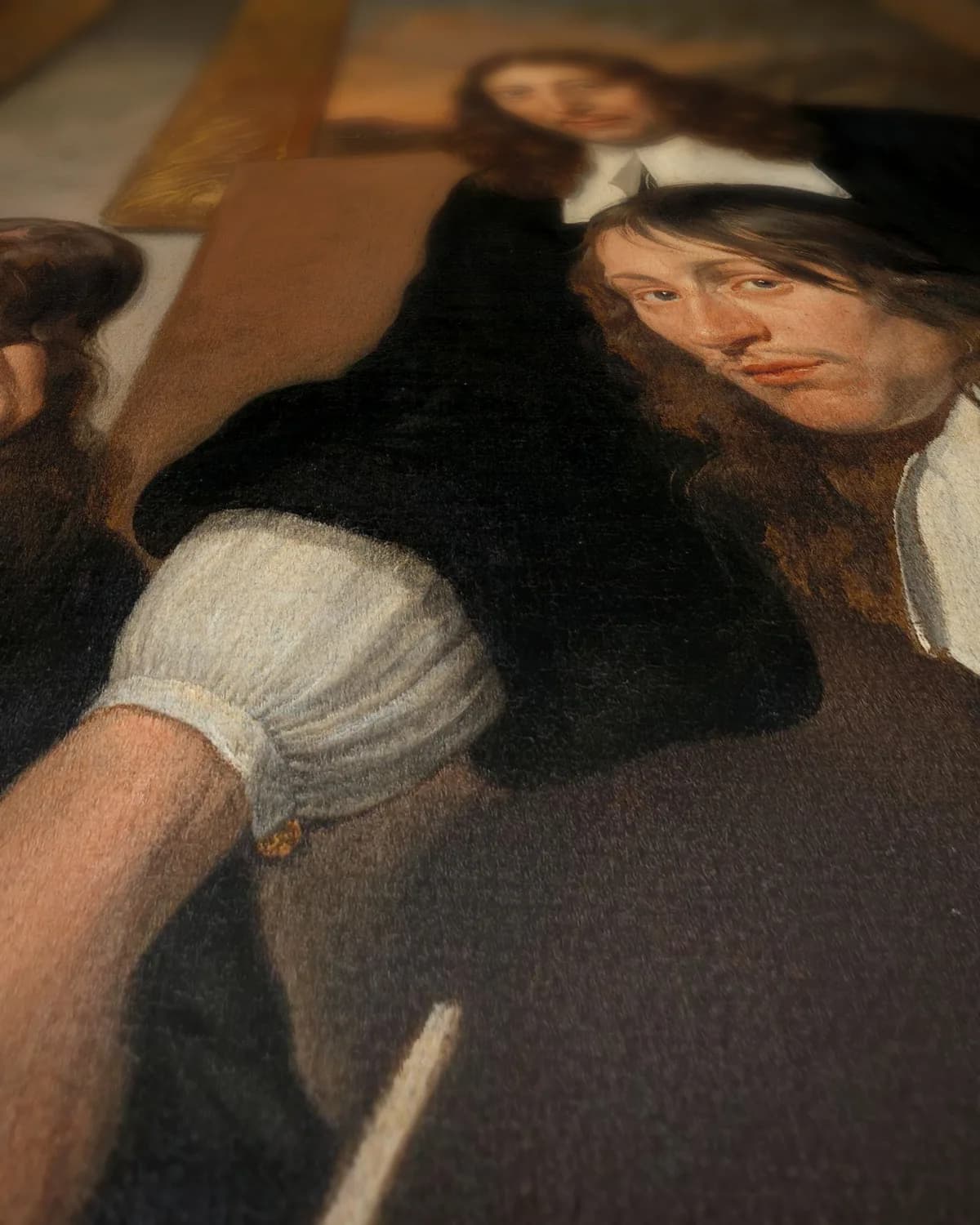 De overlieden van het Sint Lucasgilde te Haarlem, 1675 op geweven fluweel, uitsnede 1 van 3
