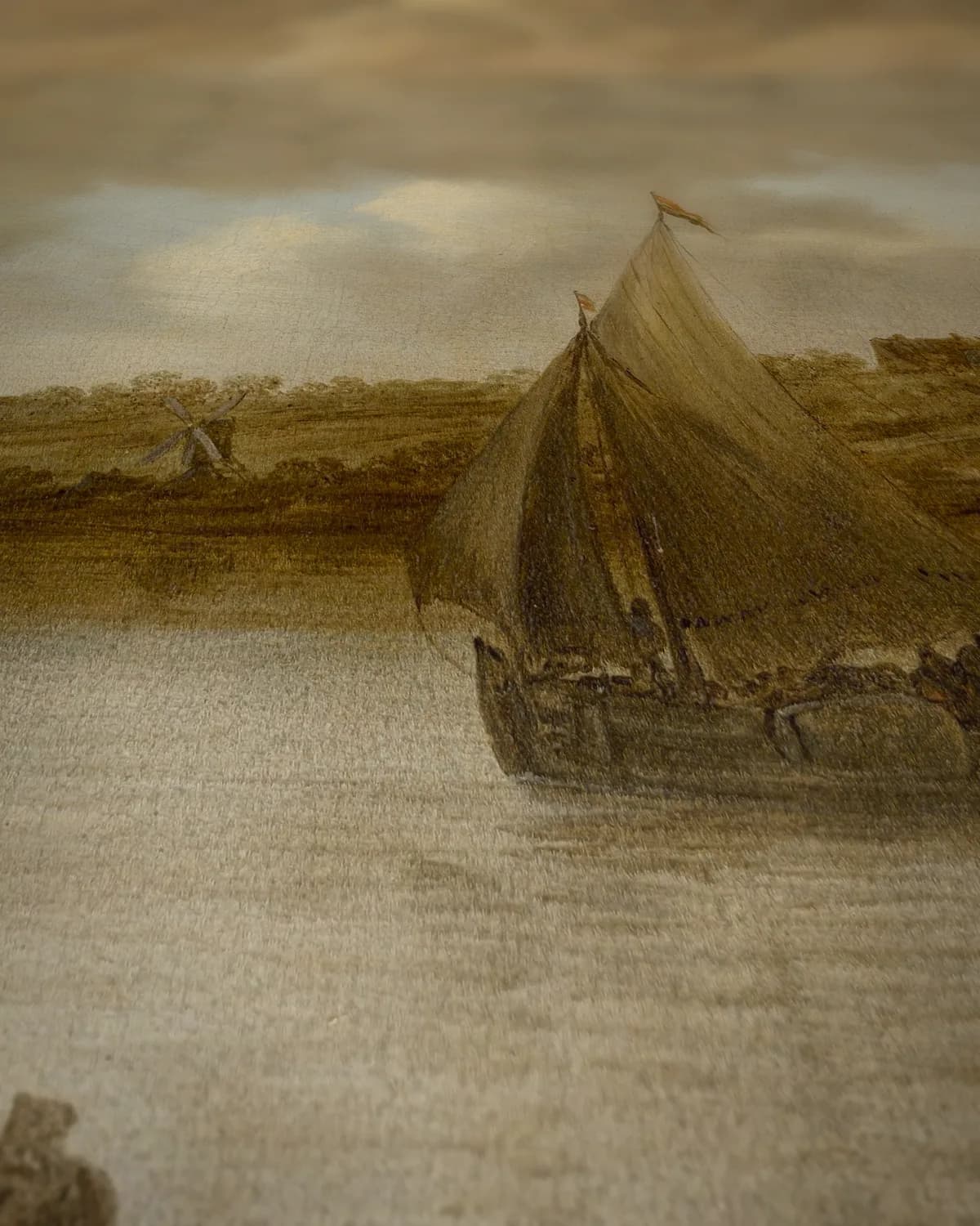 De Rijn bij Hoog-Elten op geweven fluweel, uitsnede 1 van 3