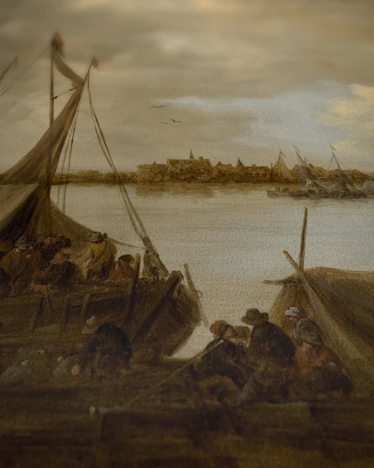 De Rijn bij Hoog-Elten op geweven fluweel, uitsnede 3 van 3