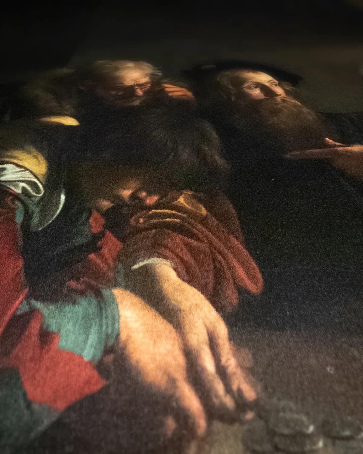 De roeping van Matteüs op geweven fluweel, uitsnede 1 van 3