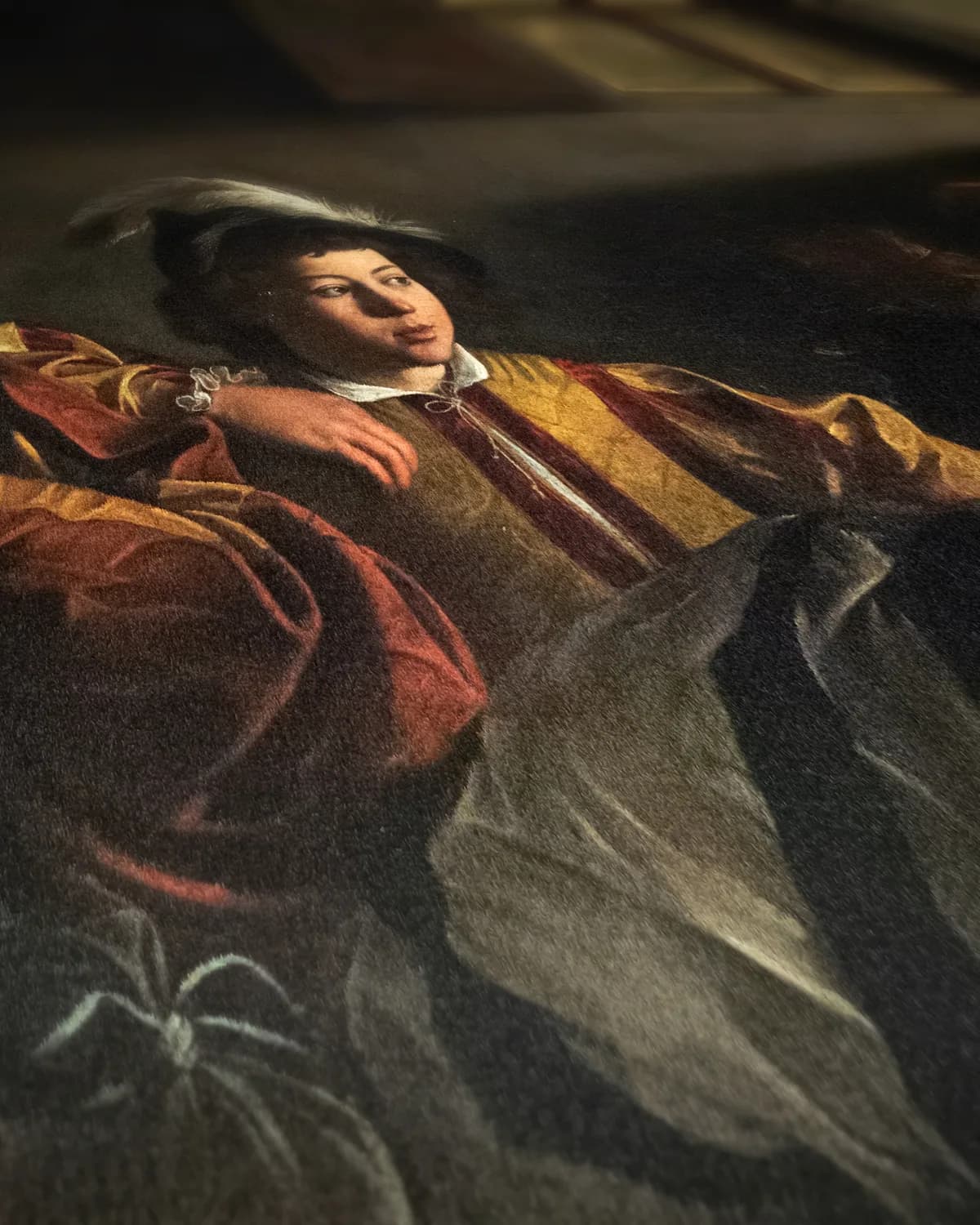 De roeping van Matteüs op geweven fluweel, uitsnede 2 van 3