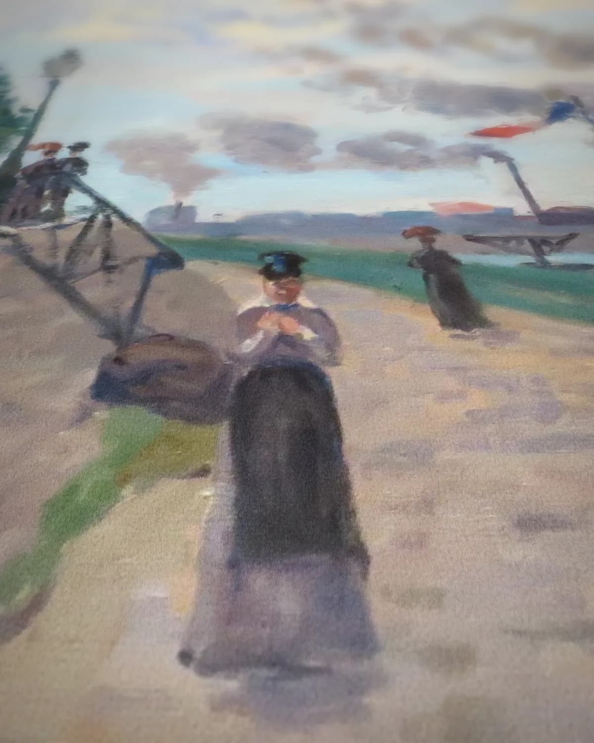 De Seine bij Charenton, 1874 op geweven fluweel, uitsnede 3 van 3