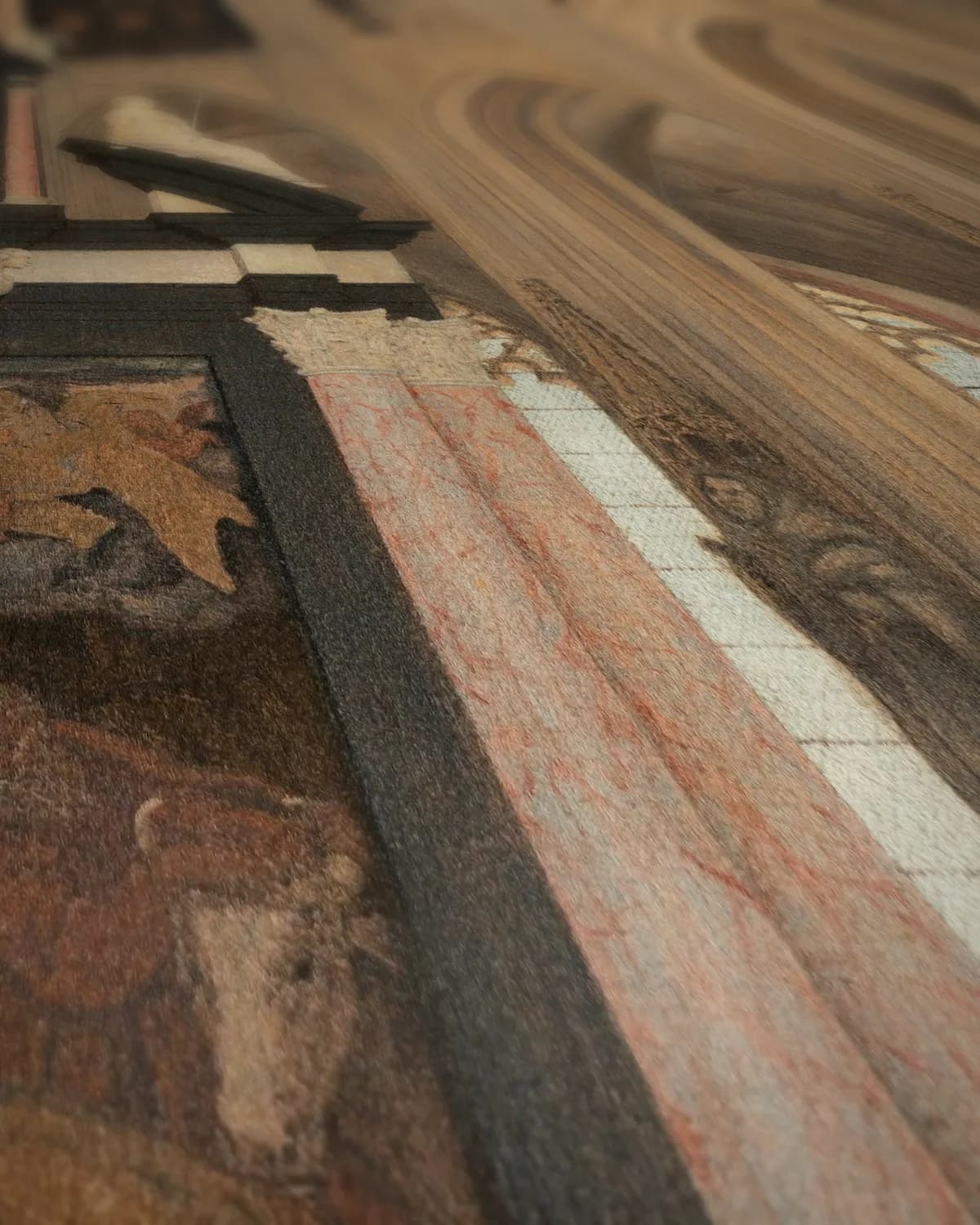 De Sint-Janskathedraal in 's-Hertogenbosch op geweven fluweel, uitsnede 2 van 3