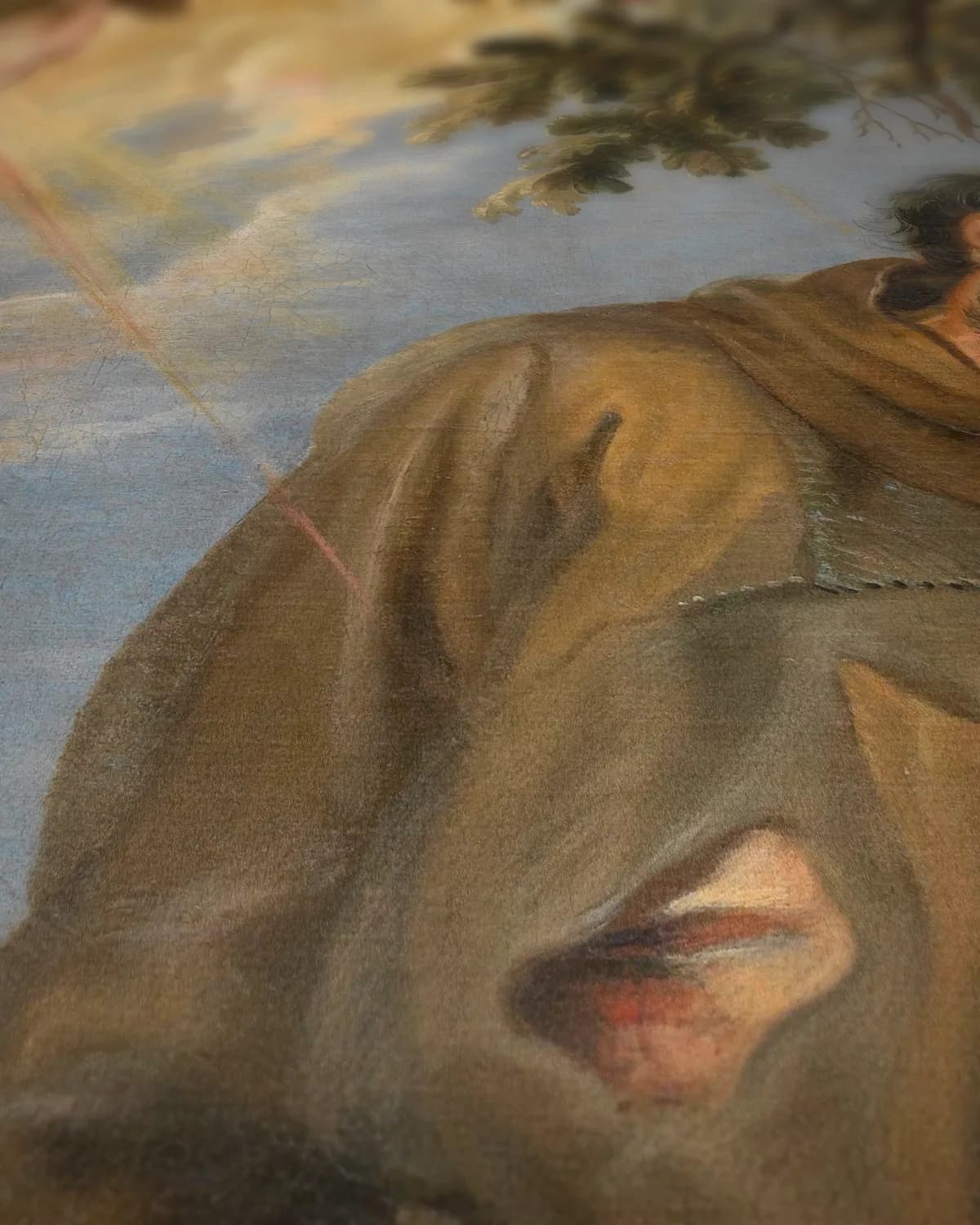 De stigmatisatie van Sint-Franciscus van Assisi op geweven fluweel, uitsnede 3 van 3