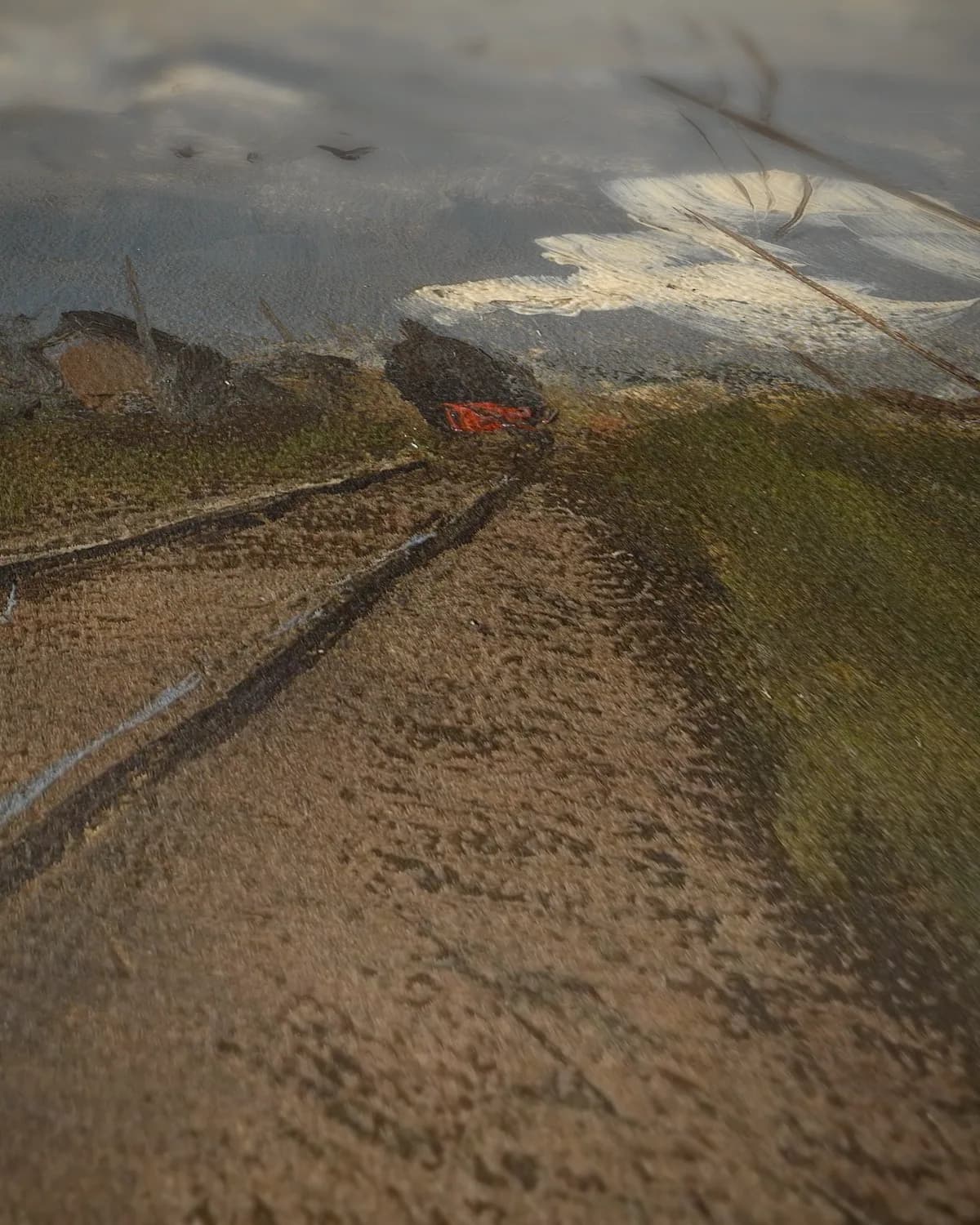 De trein komt aan op geweven fluweel, uitsnede 2 van 3