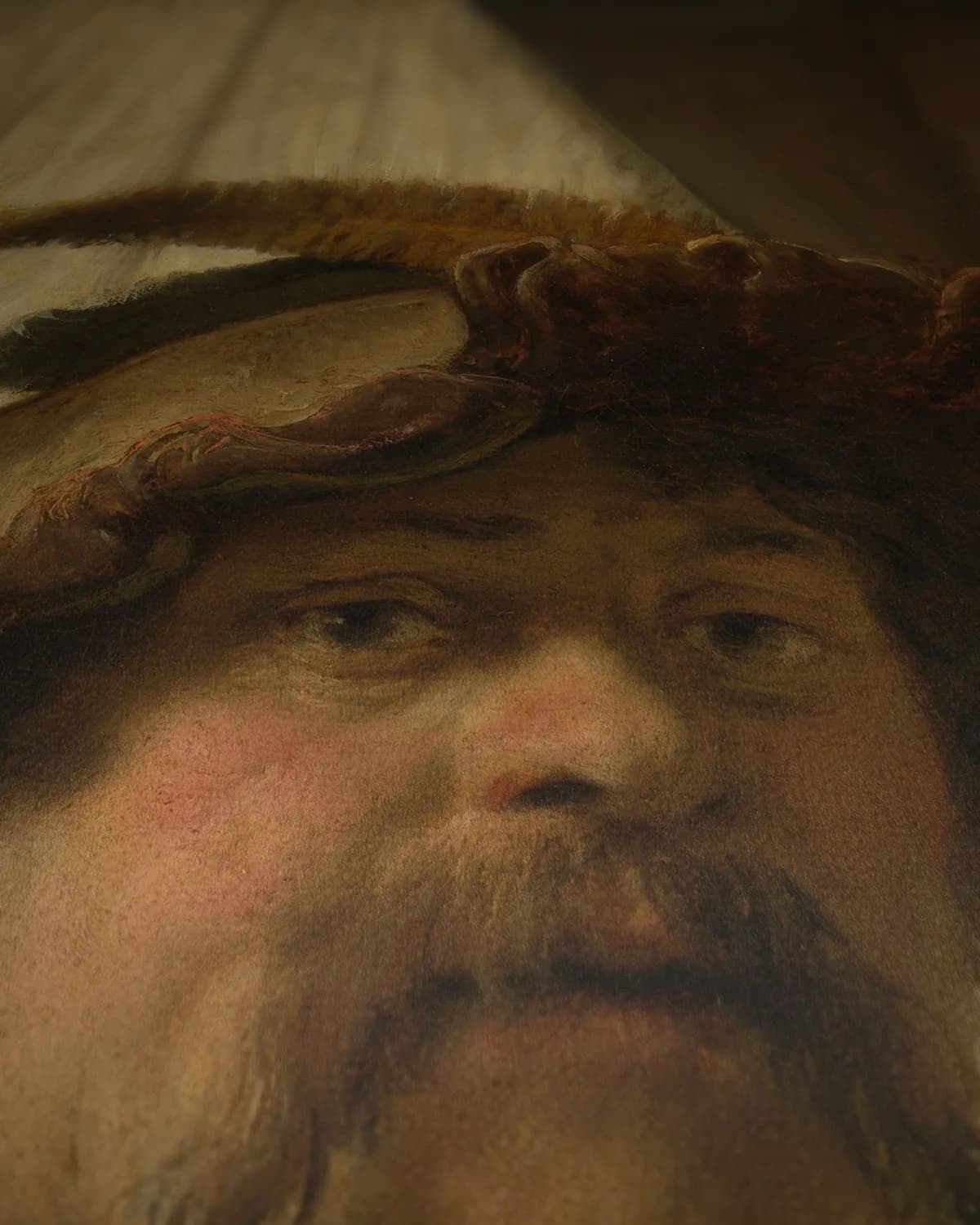 De Vaandeldrager (1636) op geweven fluweel, uitsnede 3 van 3