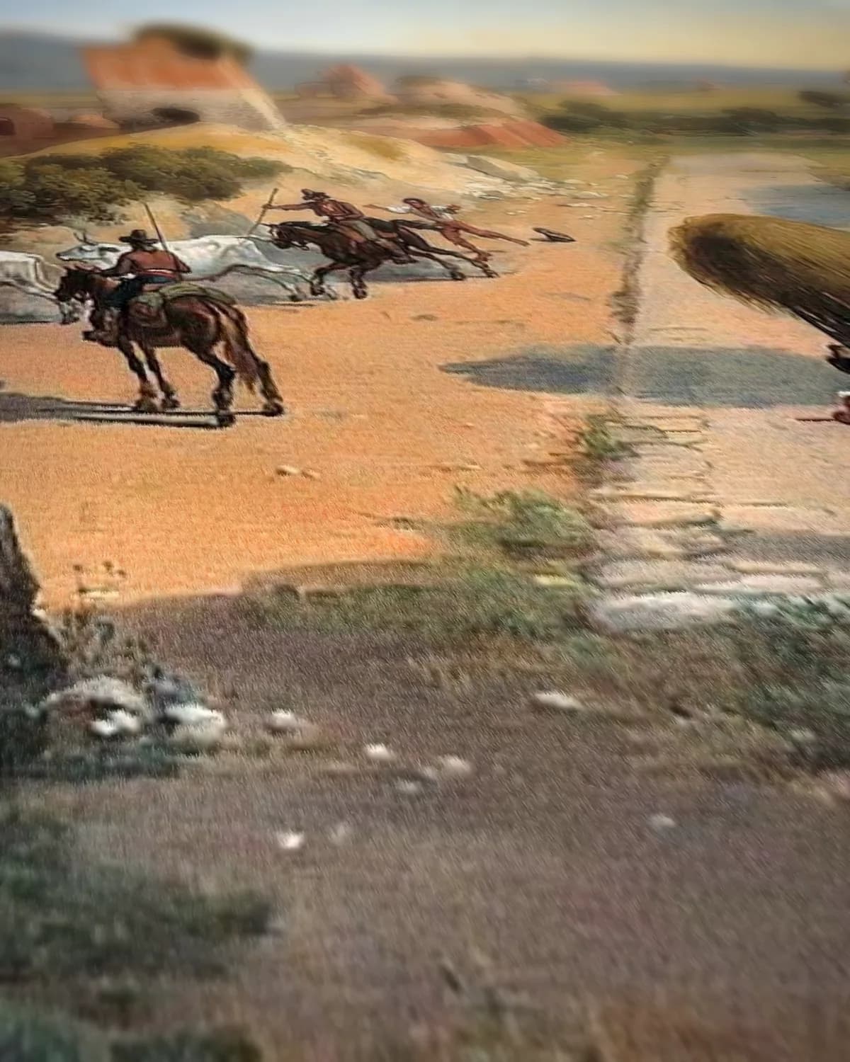 De Via Appia in de Romeinse Campagna op geweven fluweel, uitsnede 2 van 3