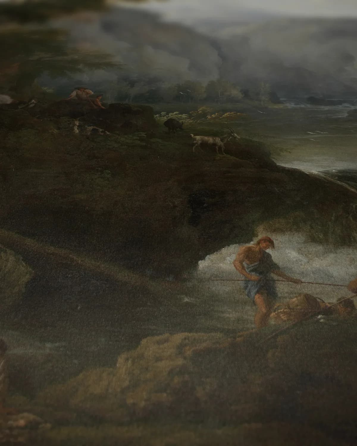 De watervallen bij Tivoli op geweven fluweel, uitsnede 3 van 3