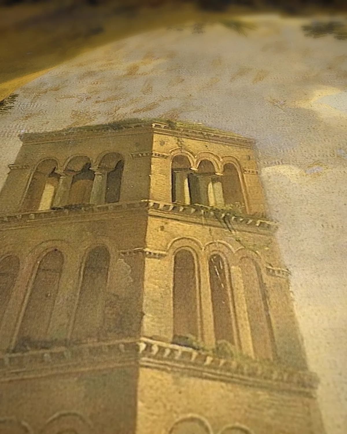 Doorkijk naar de kerk van San Giorgio in Velabro, Rome op geweven fluweel, uitsnede 3 van 3