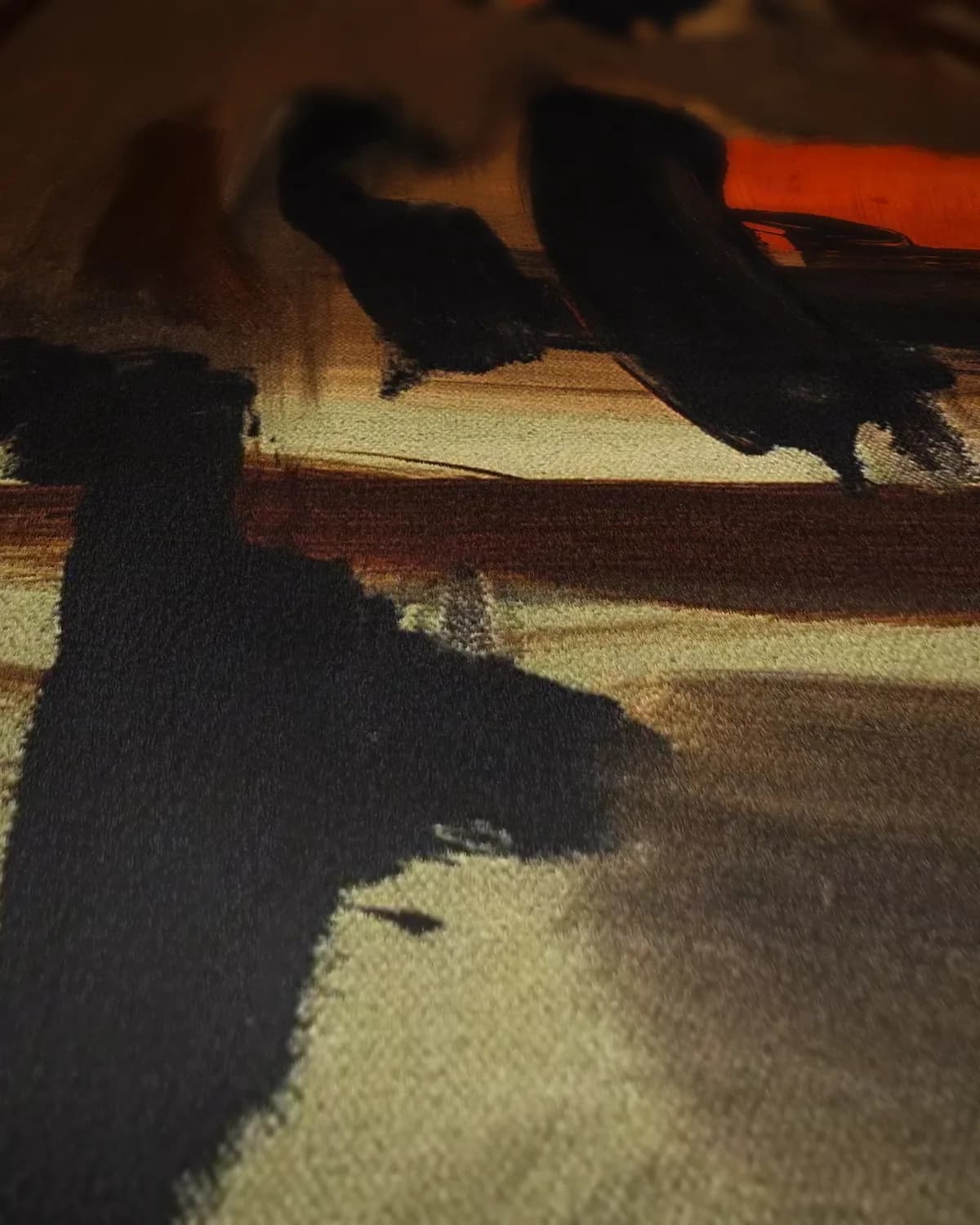 Dynamische Abstractie op geweven fluweel, uitsnede 1 van 3