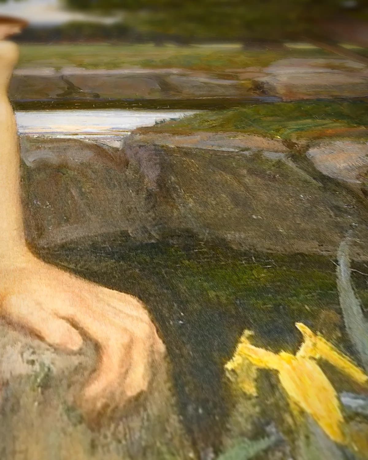 Echo en Narcissus op geweven fluweel, uitsnede 2 van 3