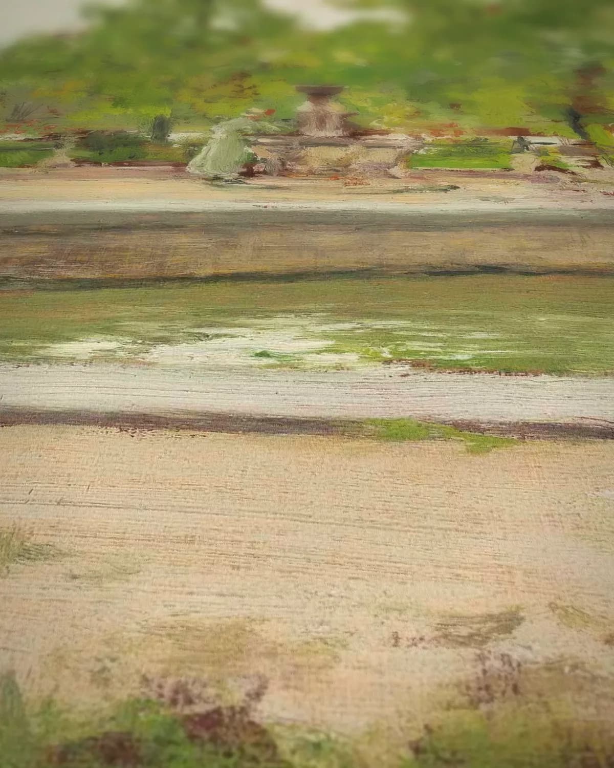 Een fontein in Prospect Park op geweven fluweel, uitsnede 3 van 3