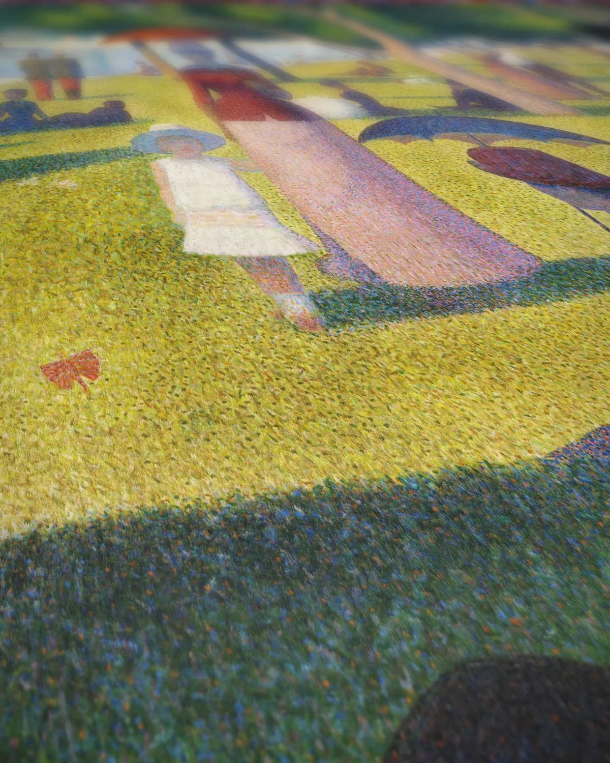 Een zondagmiddag op het eiland La Grande Jatte op geweven fluweel, uitsnede 2 van 3