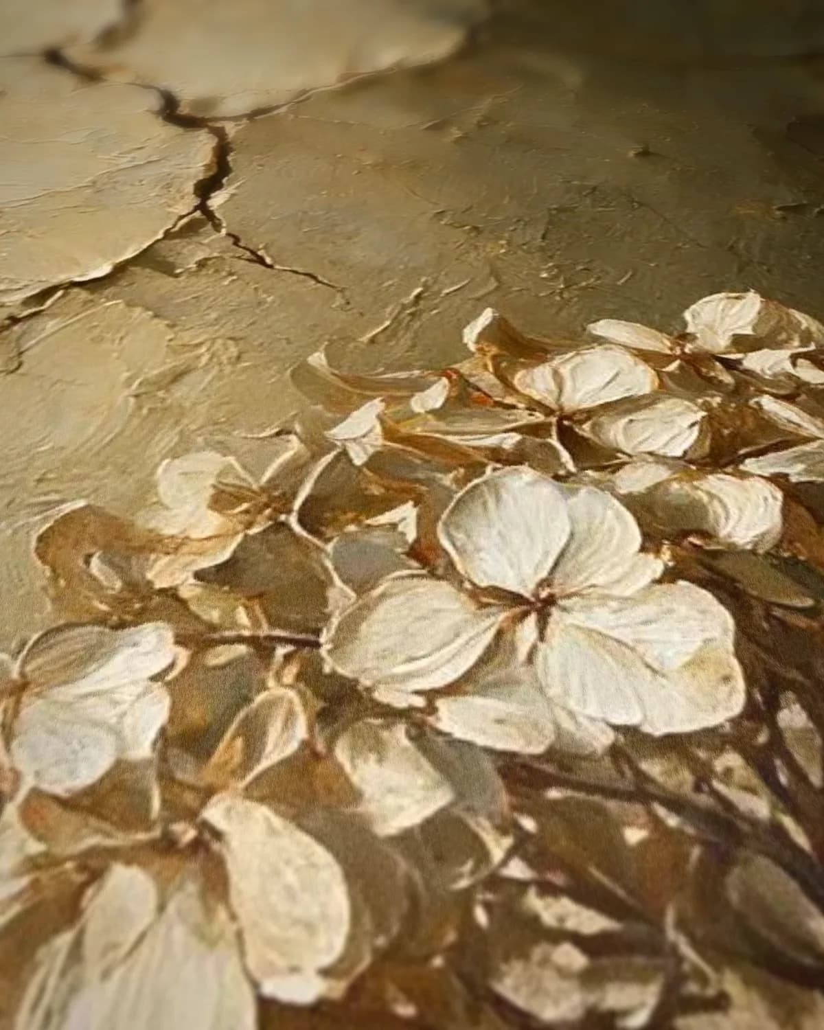 Gedroogde hortensia op geweven fluweel, uitsnede 3 van 3