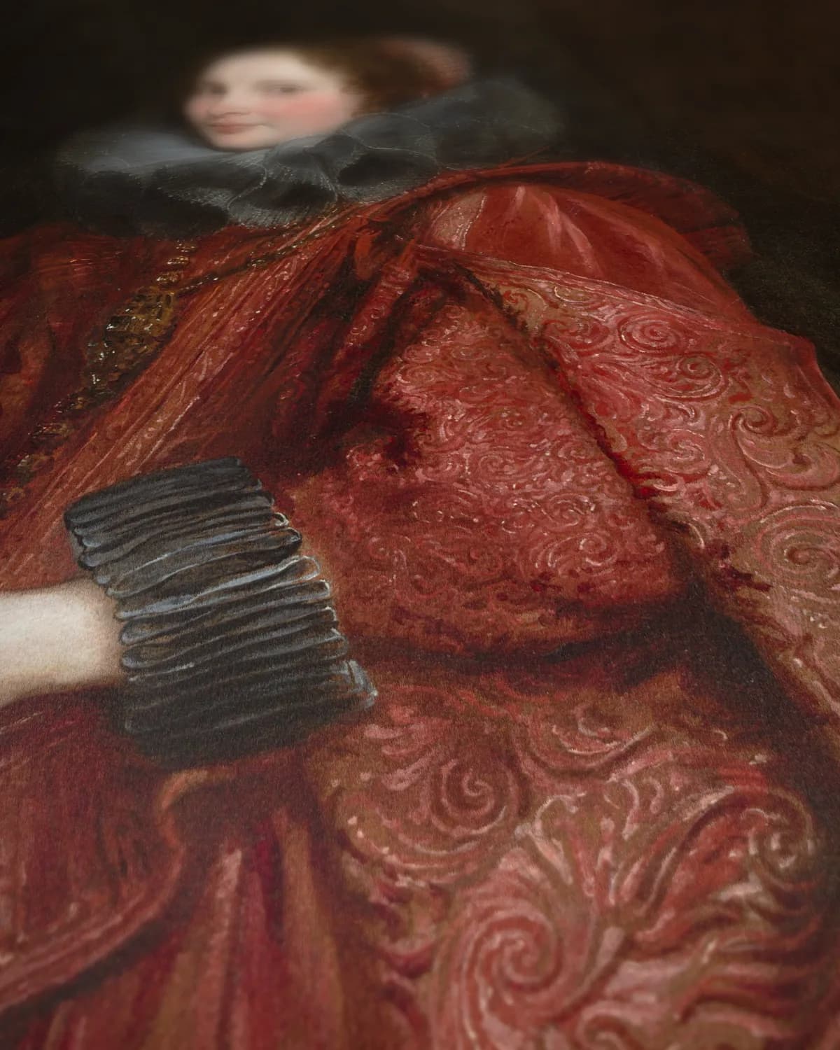 Genuese dame met haar kind op geweven fluweel, uitsnede 3 van 3