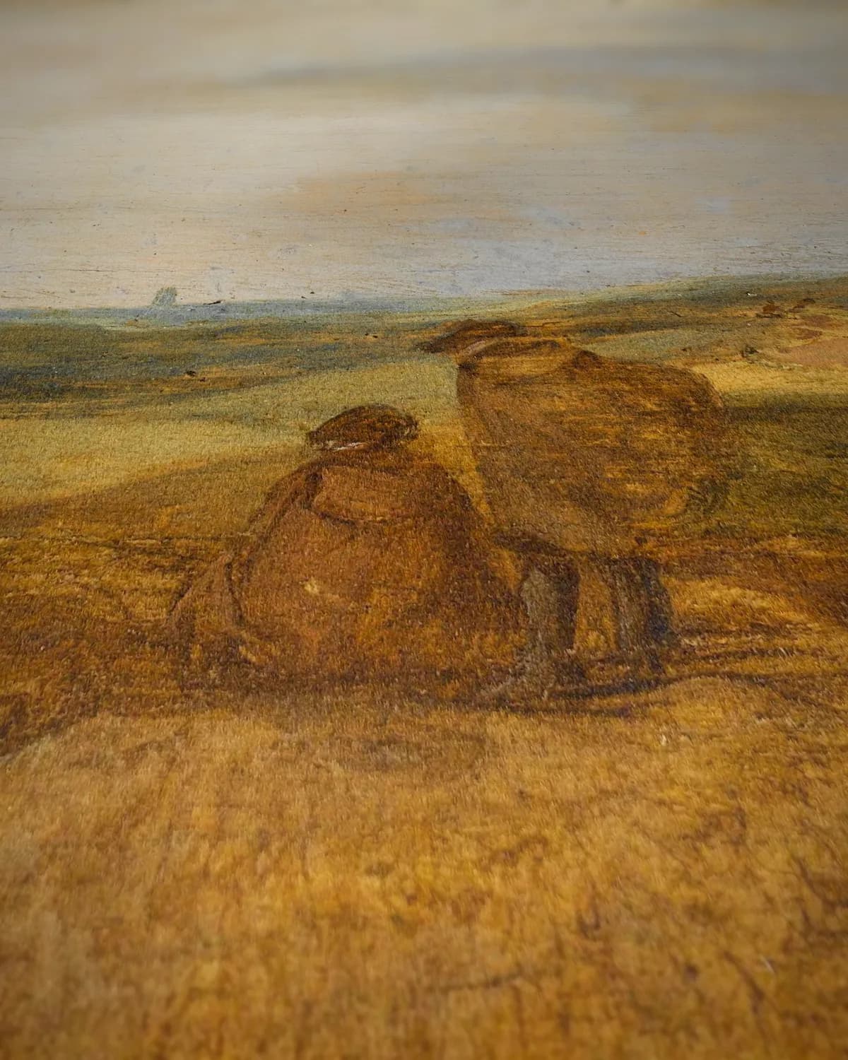Gezicht in de duinen op geweven fluweel, uitsnede 1 van 3