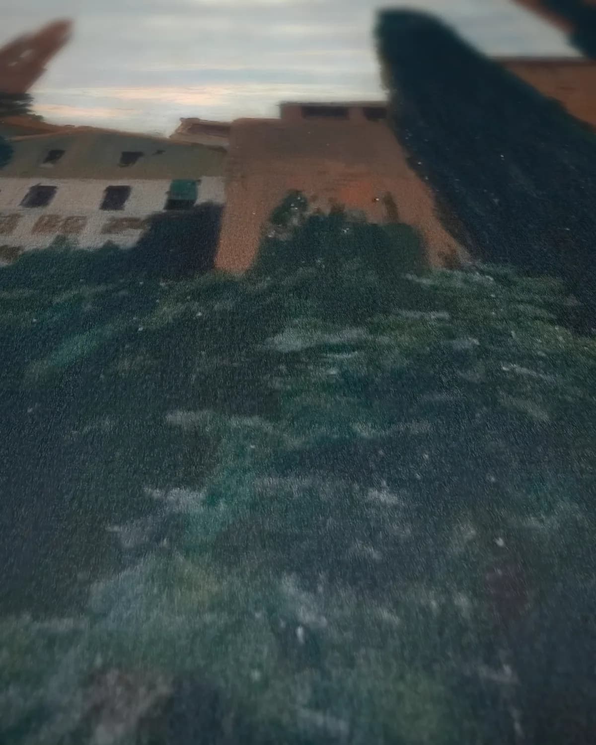 Gezicht op Girona op geweven fluweel, uitsnede 1 van 3