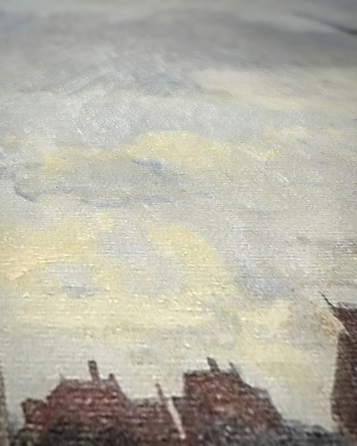 Gezicht op Overschie op geweven fluweel, uitsnede 2 van 3