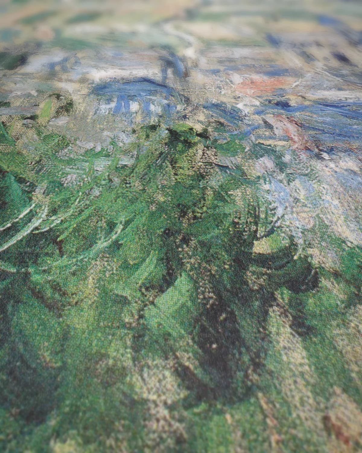 Gezicht op Vétheuil op geweven fluweel, uitsnede 1 van 3