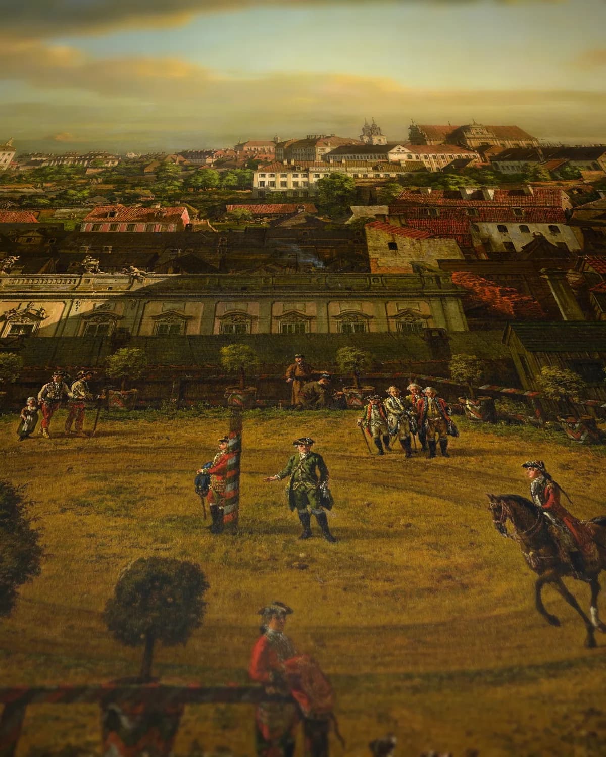 Gezicht op Warschau vanaf het Koninklijk Kasteel op geweven fluweel, uitsnede 3 van 3