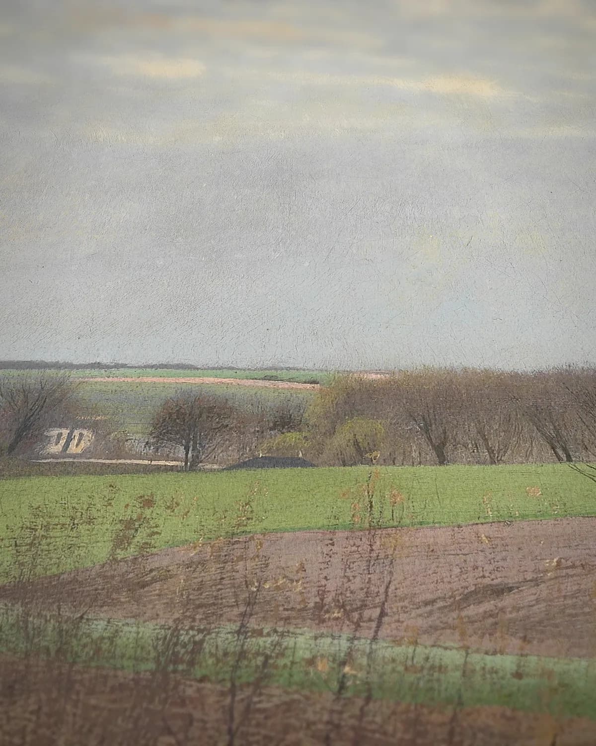 Gezicht over de Roskilde Fjord op geweven fluweel, uitsnede 3 van 3