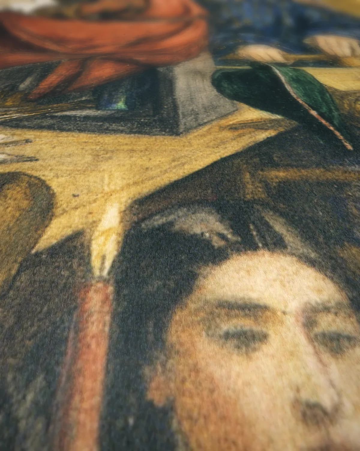 Giotto schildert het portret van Dante op geweven fluweel, uitsnede 1 van 3